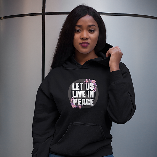 Let us live in peace hoodie peace sign black.png