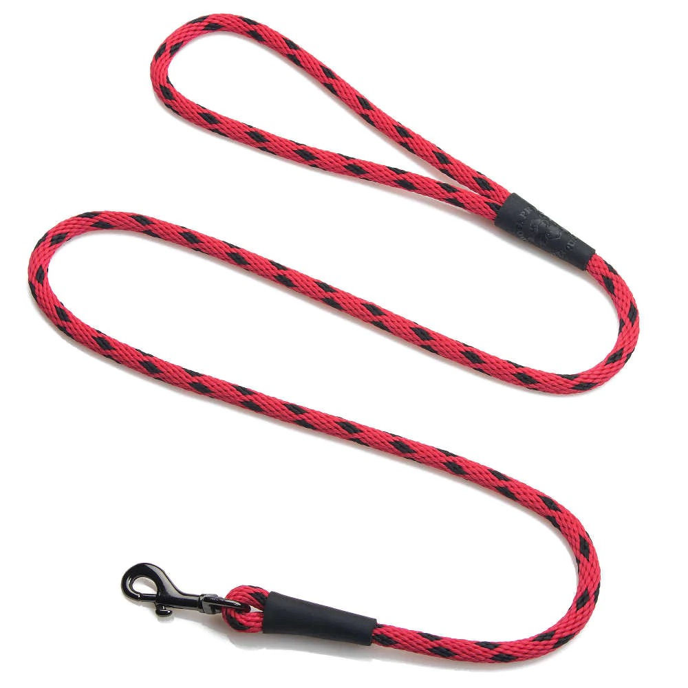 Mendota Snap Lead - Black Ice Red 3/8" x 4' - Black Metallic Hardware.