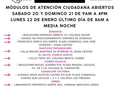 INE Durango abrirá todos sus módulos este sábado y domingo