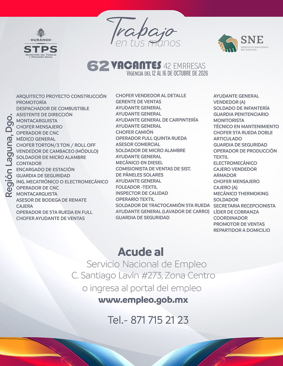 Esteban Villegas da a conocer la oferta laboral de la semana