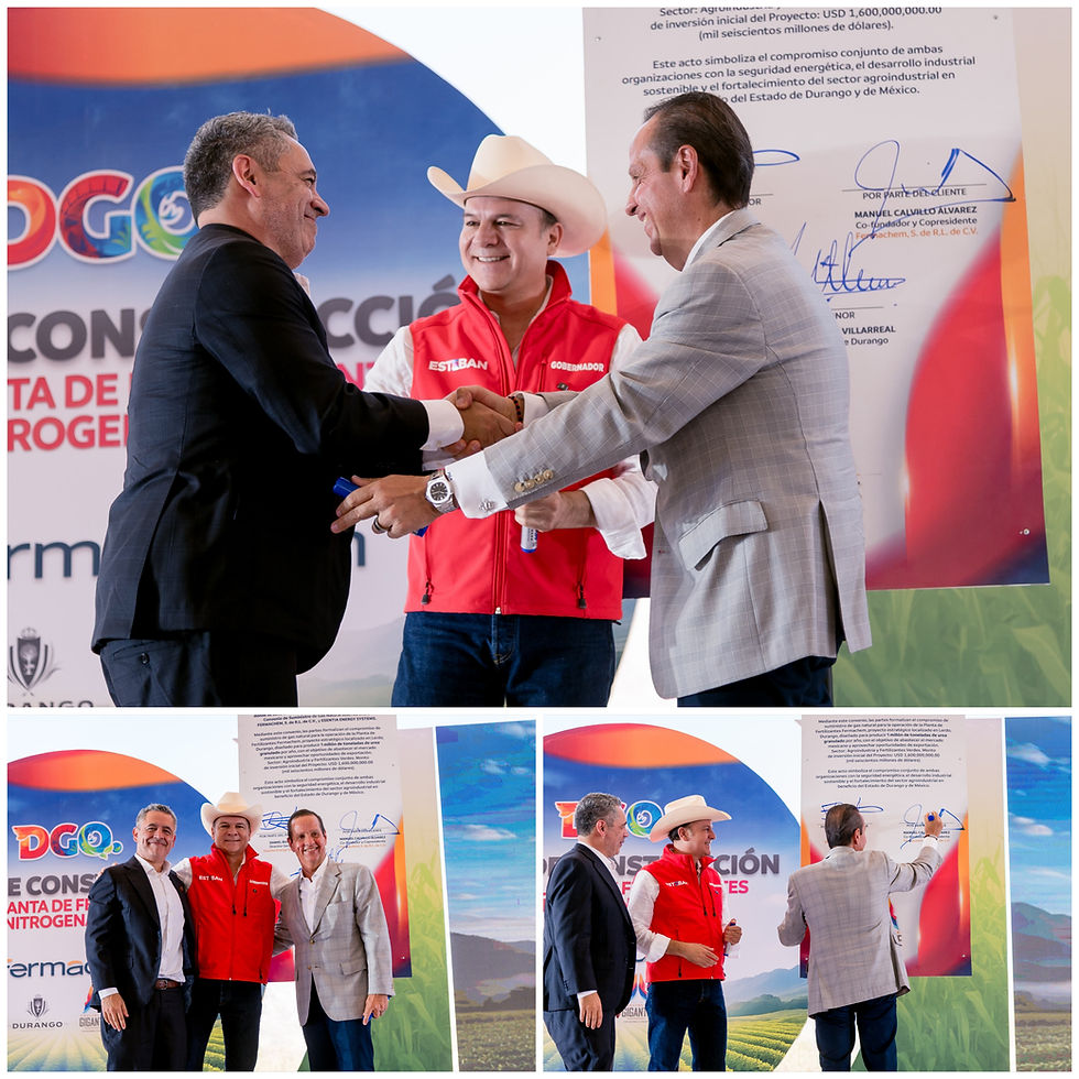 Firma gobernador Esteban acuerdos para poner en marcha mega inversión de Fermachem en Durango