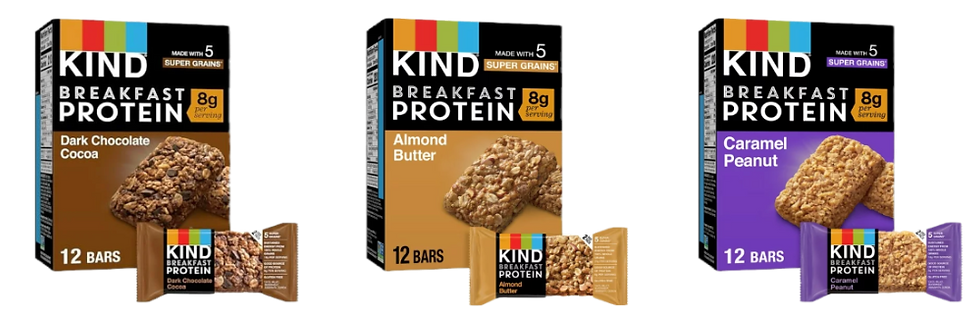 An assortment of Kind Breakfast Protein Bars