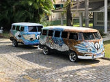 VW Bus T1 1973 colorful with Trailer-splitbus-combi-kombi-volkswagen