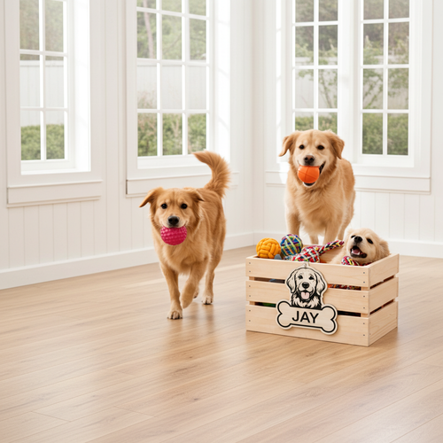 dog toy box wooden Custom Dog Toy Box, Personalized Storage for Pet Toys