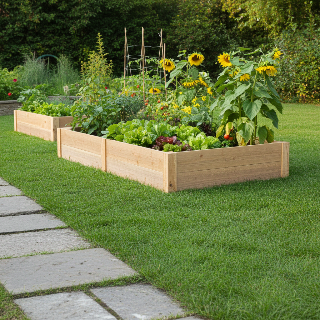Custom 70" Heavy Duty Cedar Wood Raised Garden Bed Box, BEST for Vegetable
