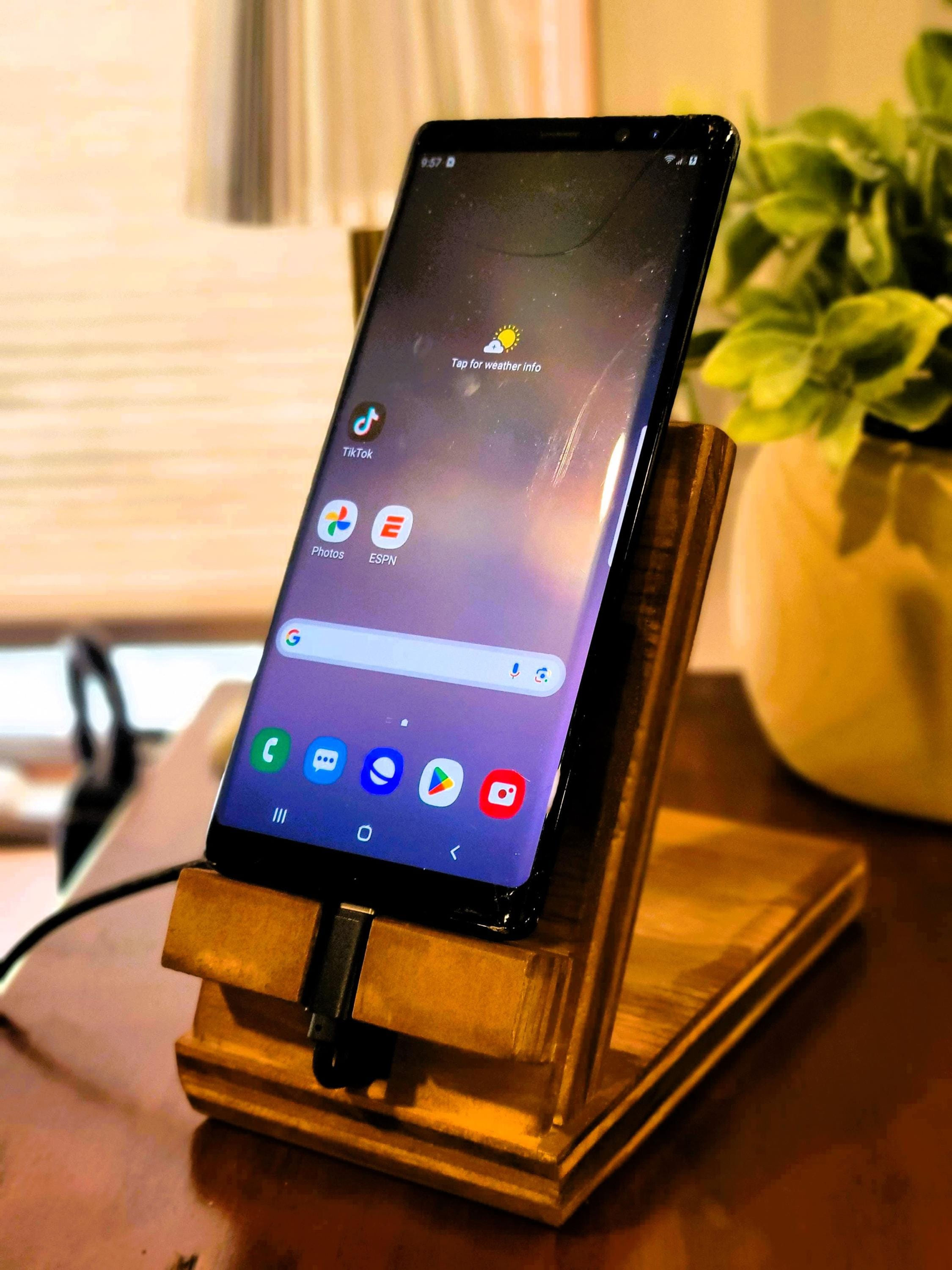 Handmade, Solid Wood Phone Charging Docking Stand Station for Kitchen, Work D...