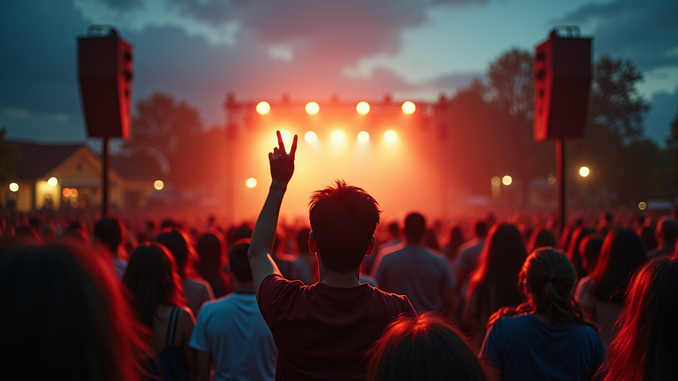 Wide angle view of a small town concert