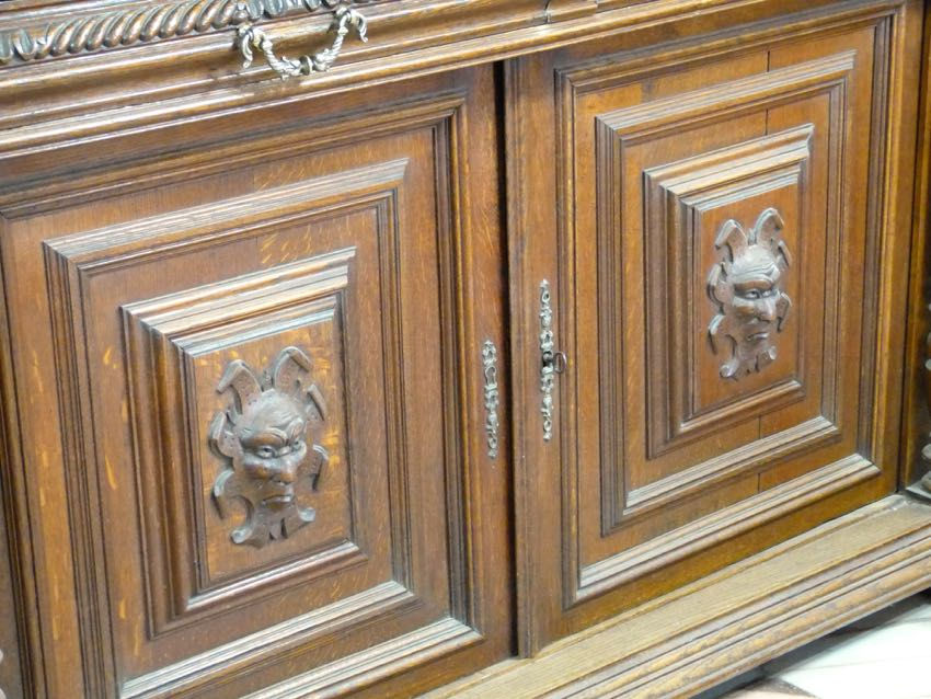 Miniatura: Trastero Antiguo De Encino Renacimiento Origen FrancésXIX