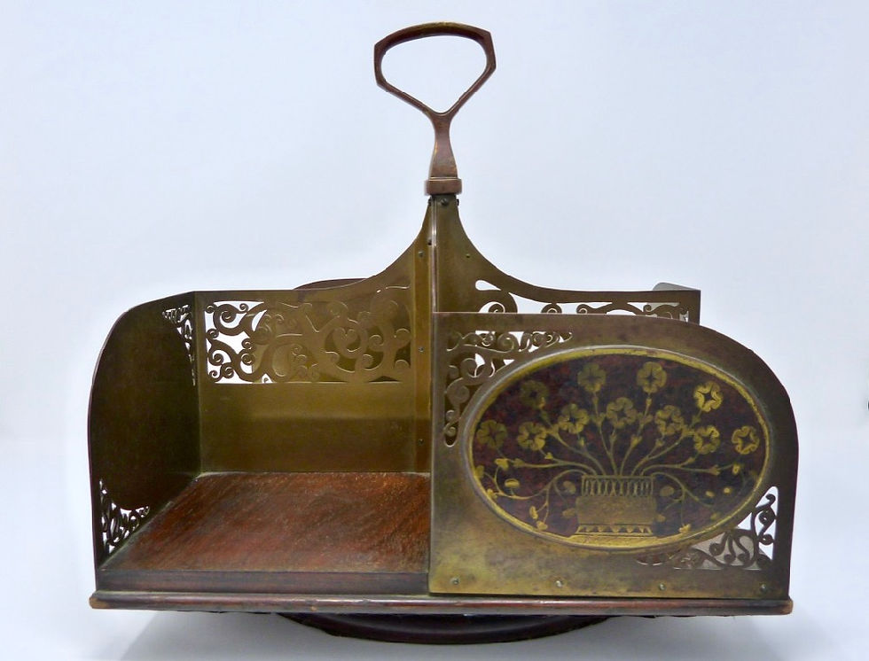 Miniatura: Centro de Mesa Giratorio Art Nouveau Madera y Bronce Alemán Ca. 1900
