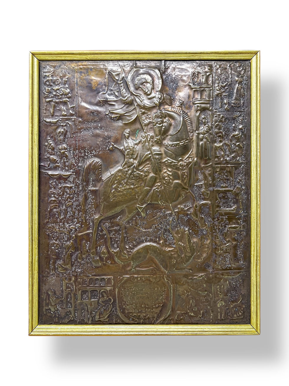 Miniatura: San Jorge Icono Ruso En Latón 