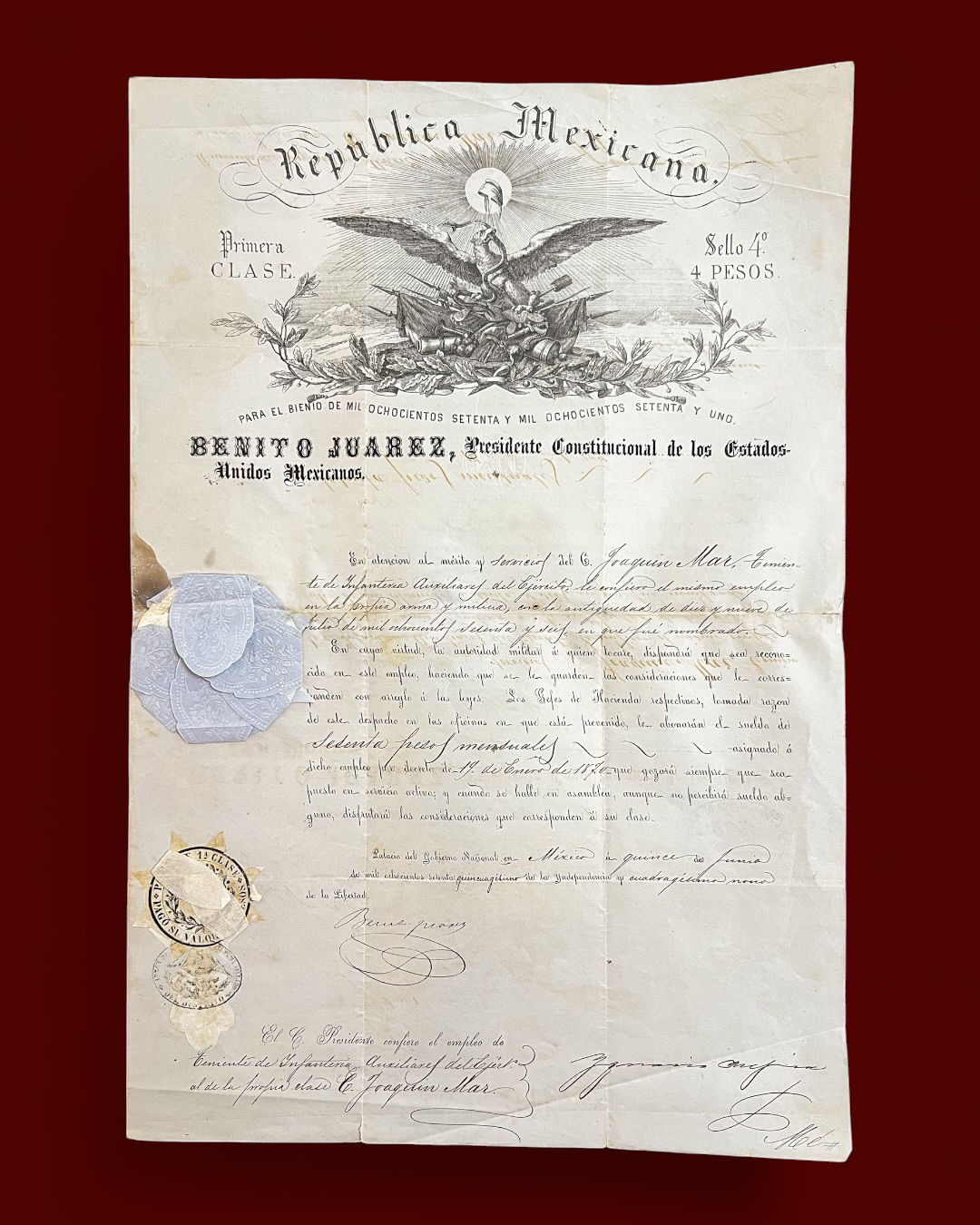 Documento Antiguo Firmado Por Benito Juárez 