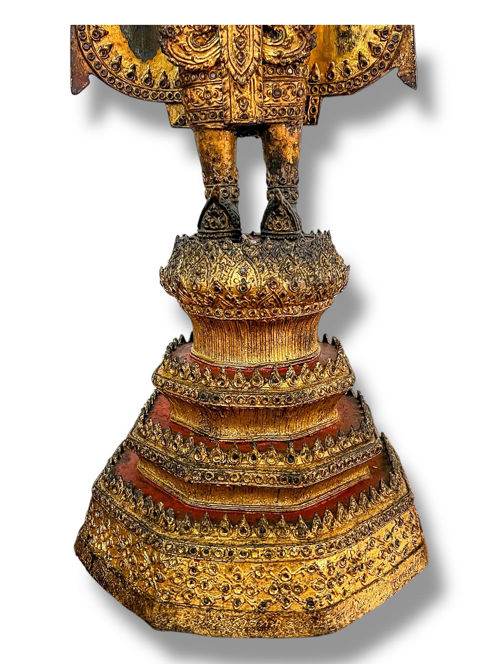 Miniatura: Pareja de Budas Tailandeses Bronce Dorado Rattanoskin Siglo XIX 