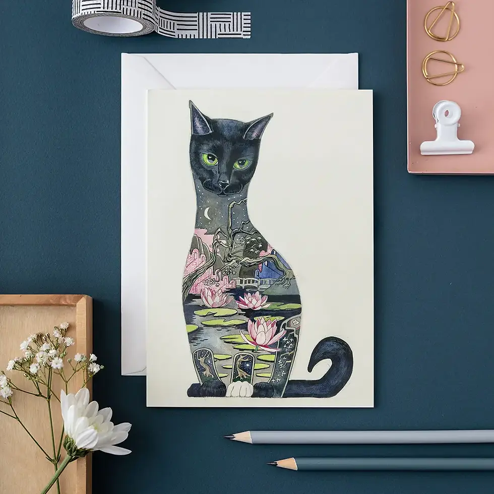 DM Greeting Card - Black Cat