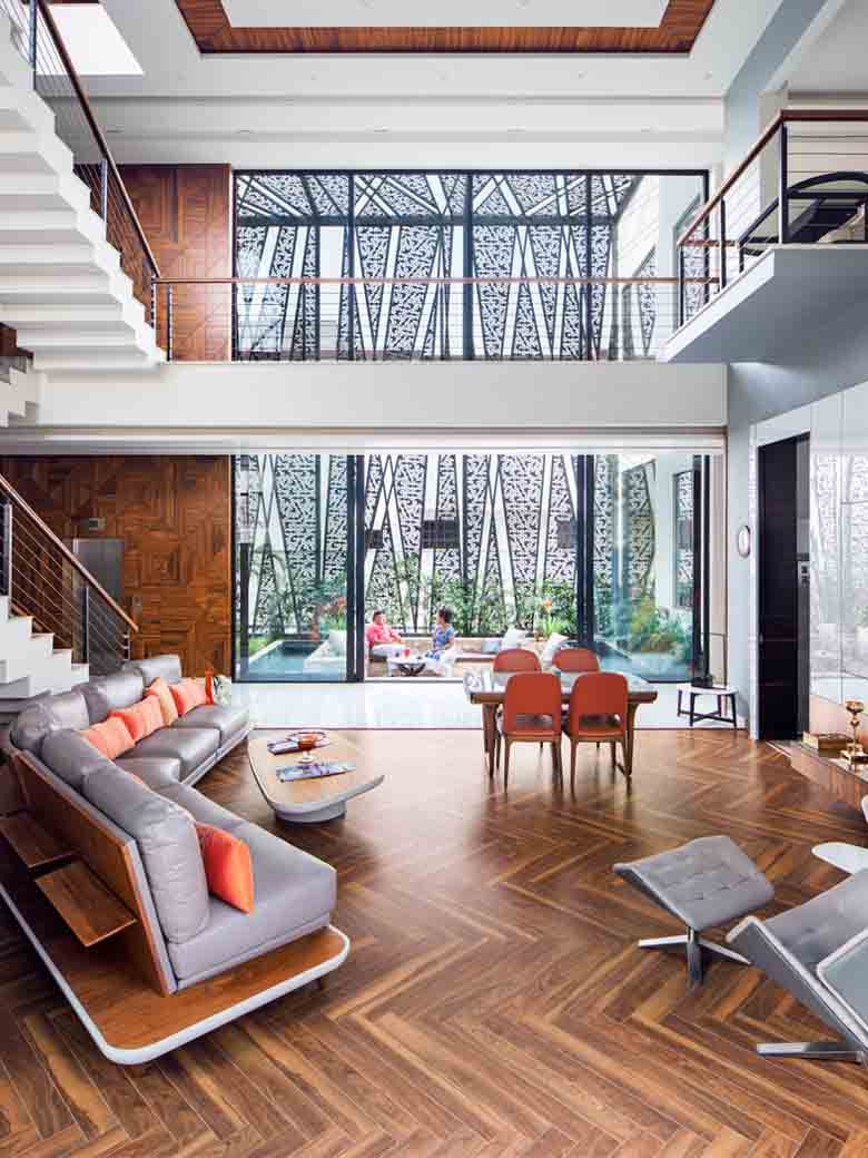 The traditional Jaali work contributes to proper air ventilation and the light to enter the living space