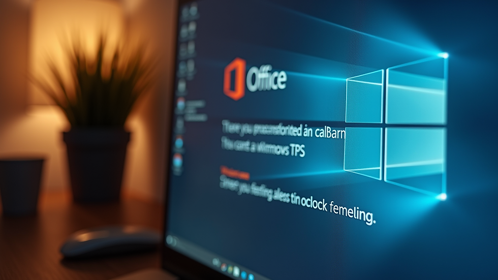 Close-up view of a computer screen showing Microsoft Office installation progress