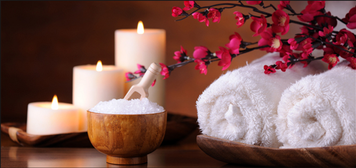 Candles,Towels, and Salts for Spa Treament