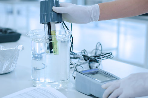 scientist used chemical solution and lab testing for water quality or ph meter in laborato