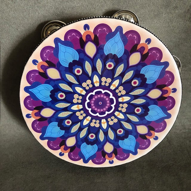 Thumbnail: Vegan Tambourine 8 Inch Birch Wood Frame with Mandala  Drum