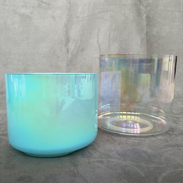 Crystal Singing Bowl Set Note C and G Root and Throat Chakras Plus Case