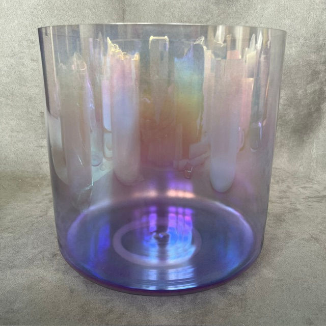 8.75" Ombre Purple to Clear Aurora 432Hz C3 Note Root Chakra Singing Bowl C