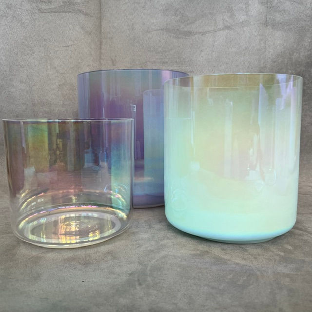 3 x Crystal Singing Bowl Set Notes F A C Heart Third Eye Root Chakra