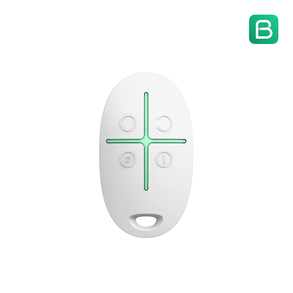 Білий пульт керування з кнопками. О.К. Відеоспостереження та безпека.