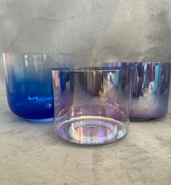 3 x Crystal Singing Bowl Set Notes F# A# C# Heart Third Eye Root Chakra