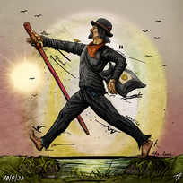 Johnny Folk Hero spreading Happiness