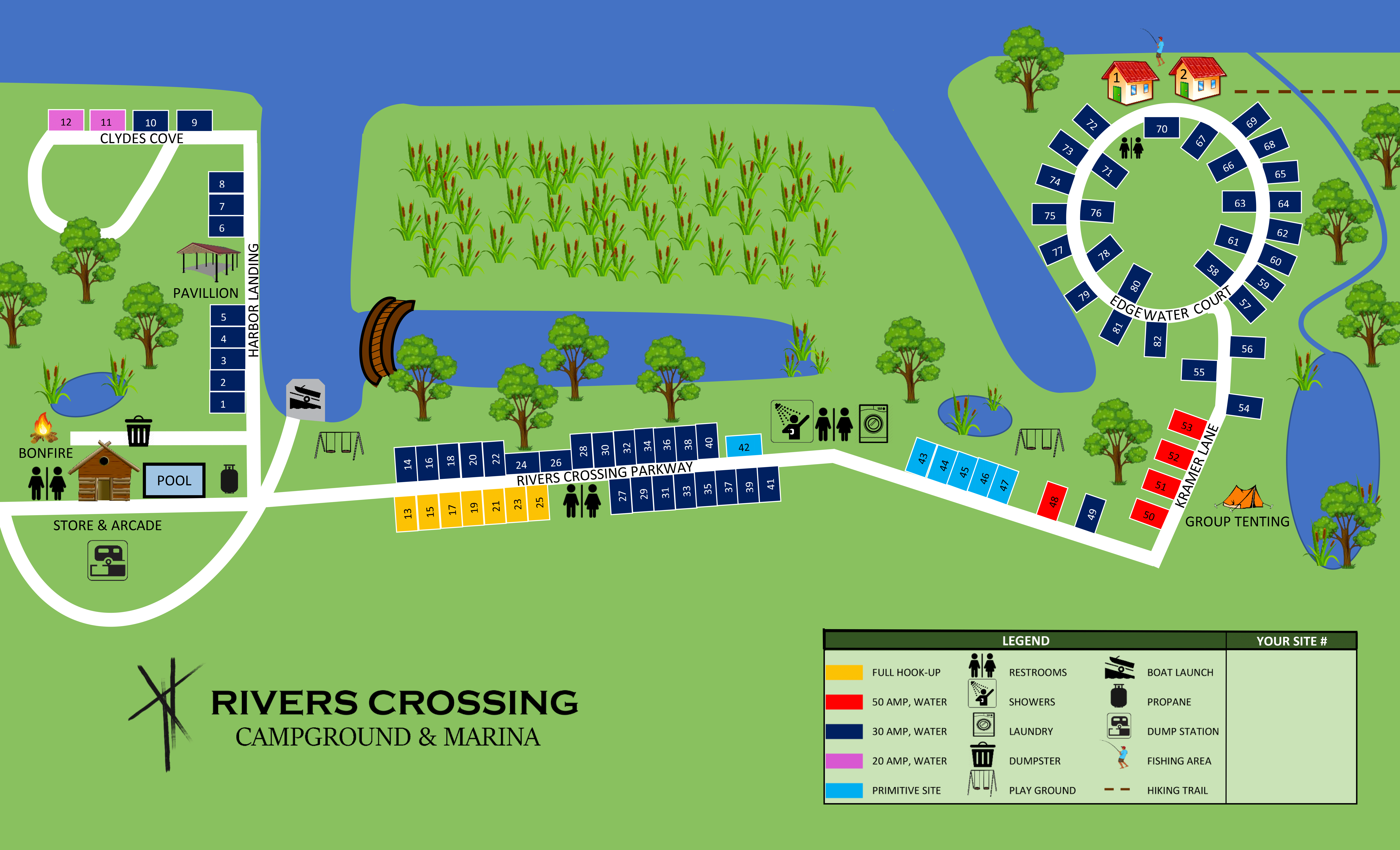 Rivers Crossing Campsite Map