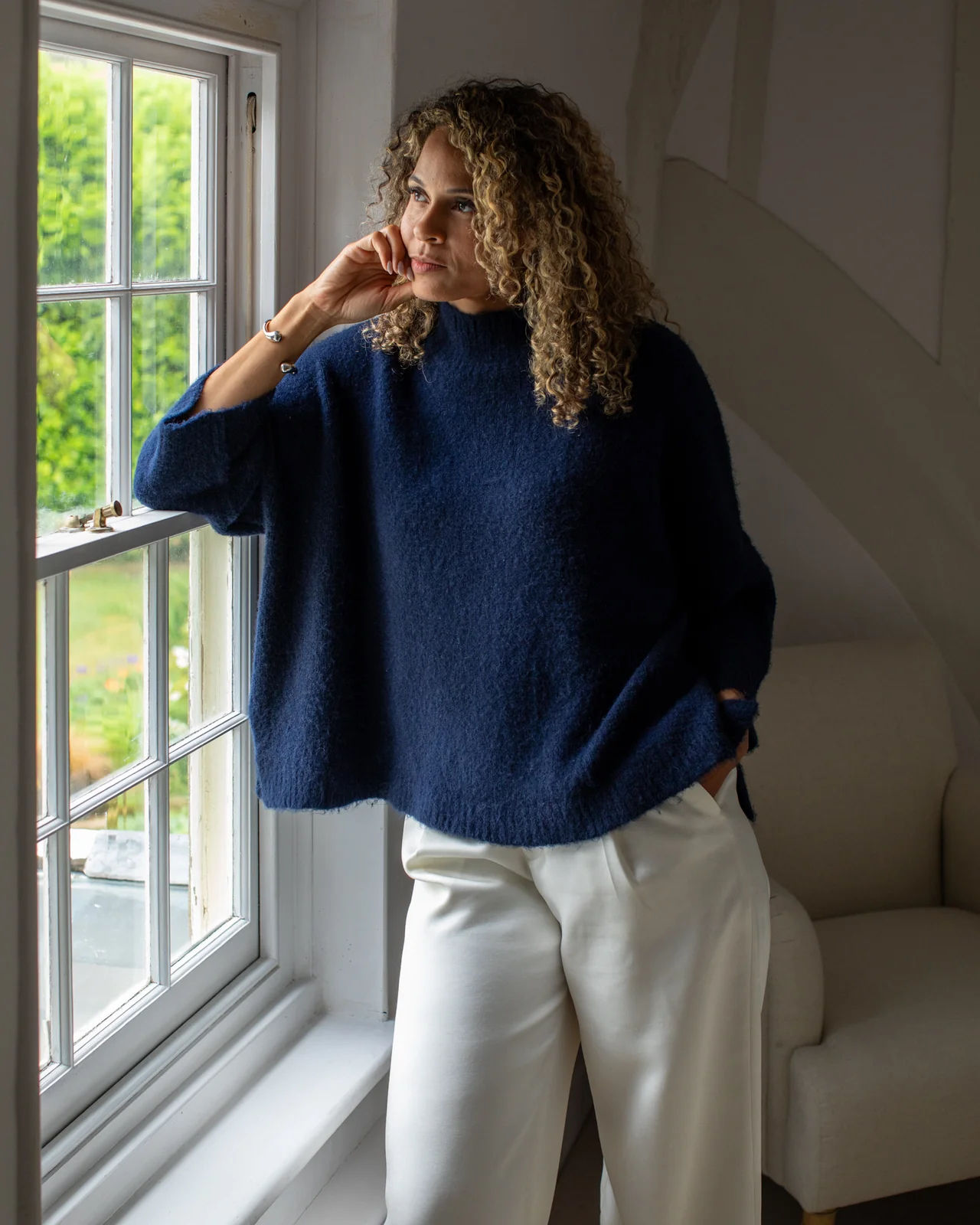 Chalk Vicki Fluffy Jumper Navy