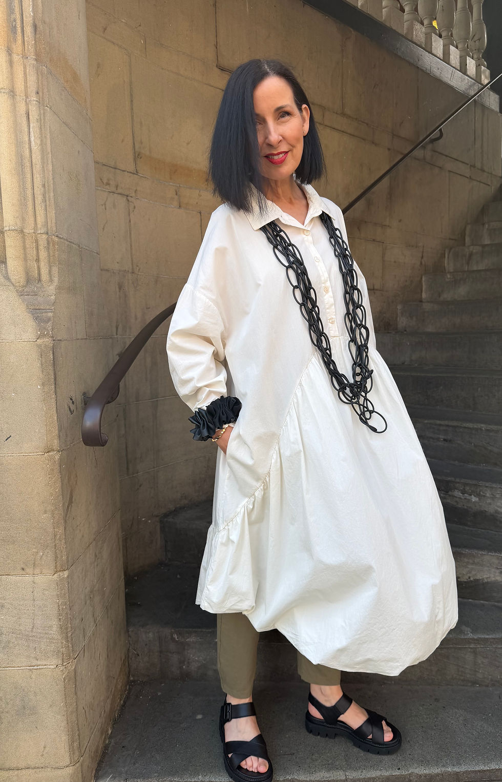 Thumbnail: I.D Collection Cotton Dress BL884 Cream