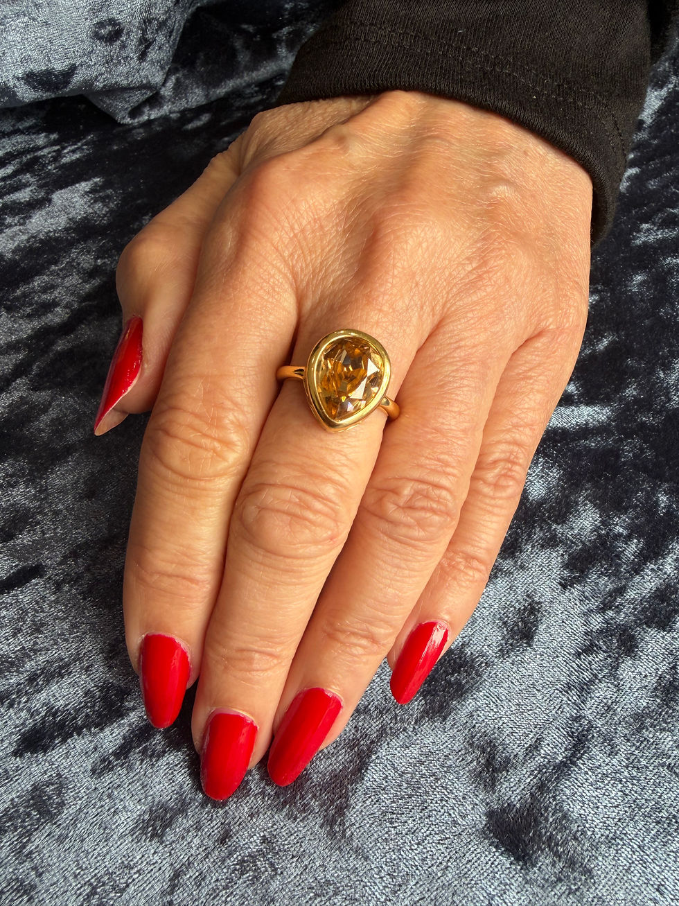 Thumbnail: PreLoved Silver Gilt Amber stone Ring