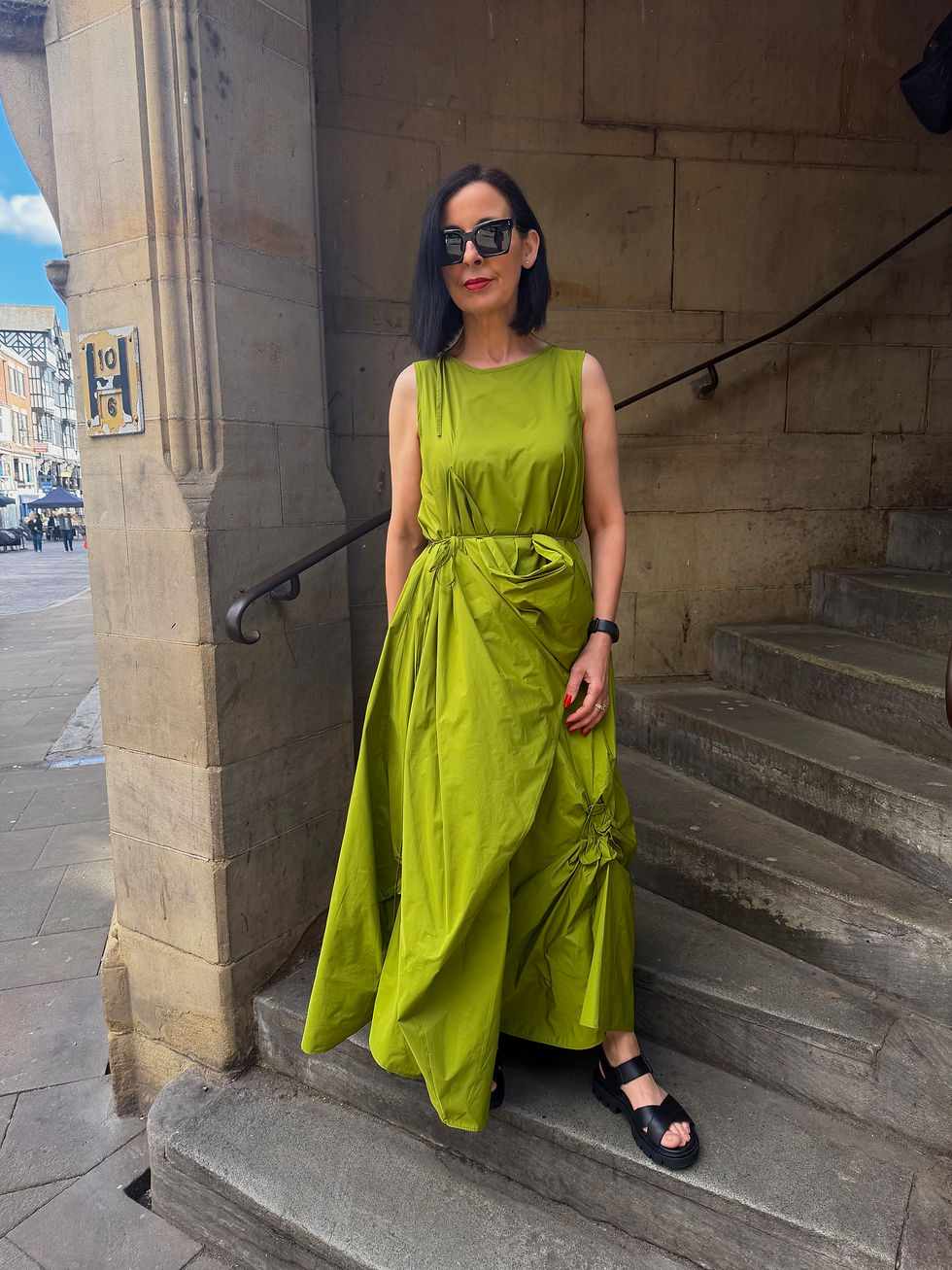 Thumbnail: Bize Taffeta Kimono Dress Grass