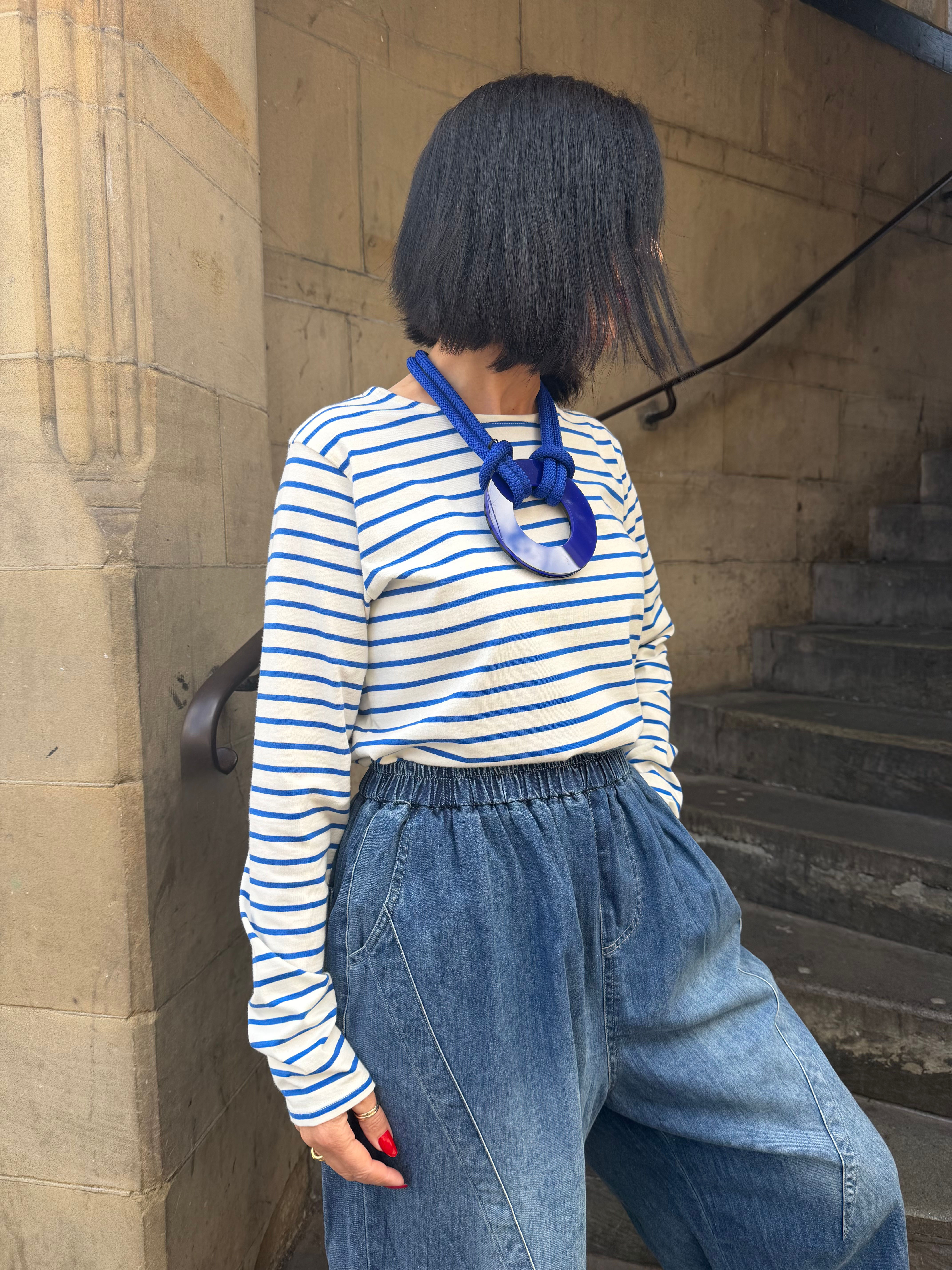 Chalk Fleur stripped top Cobolt Blue