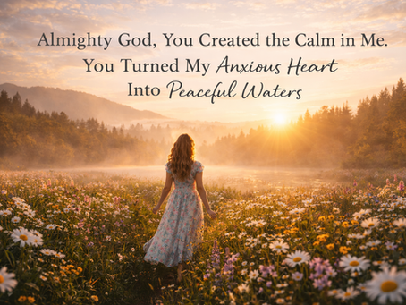 Woman walking through a sunlit meadow at sunrise, symbolizing God’s peace replacing anxiety and bringing calm to the heart.