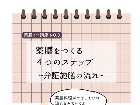 【はじめての薬膳mini講座 vol.３】「薬膳をつくる４つのステップ」~弁証施膳の流れ~