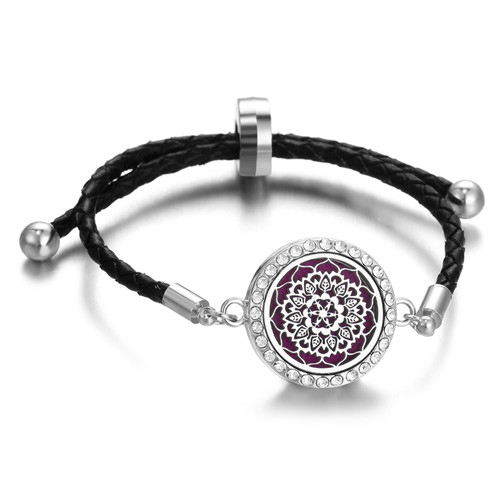Bracelet Diffuseur Huiles Essentielles PHOGARY - Médaillon Aromathérapie Avec Cuir PU Et Recharges