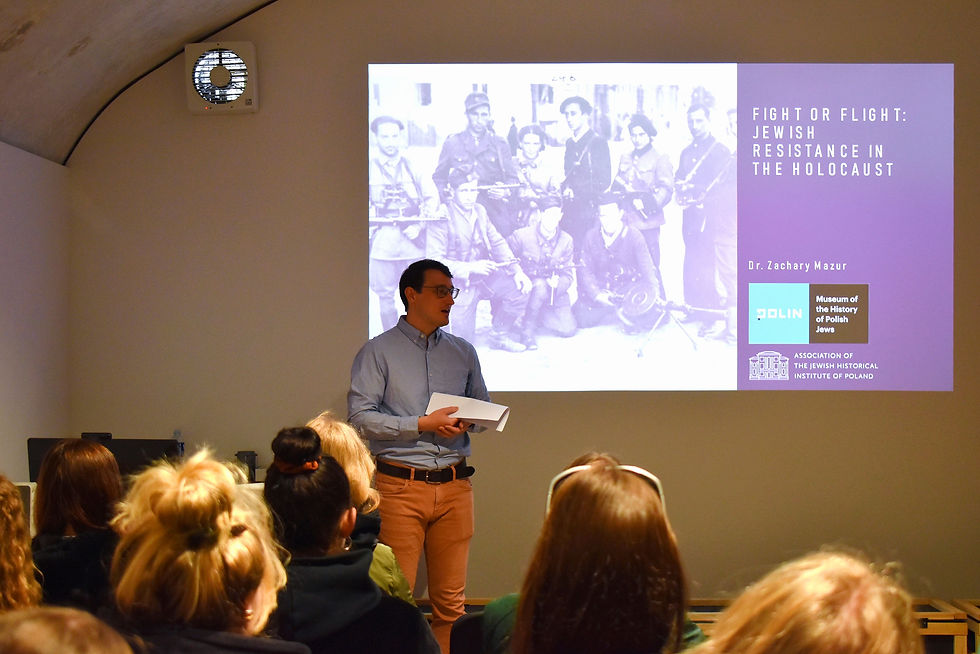 Speaking to a group of high school students at Fort Nine in Kaunas, Lithuania