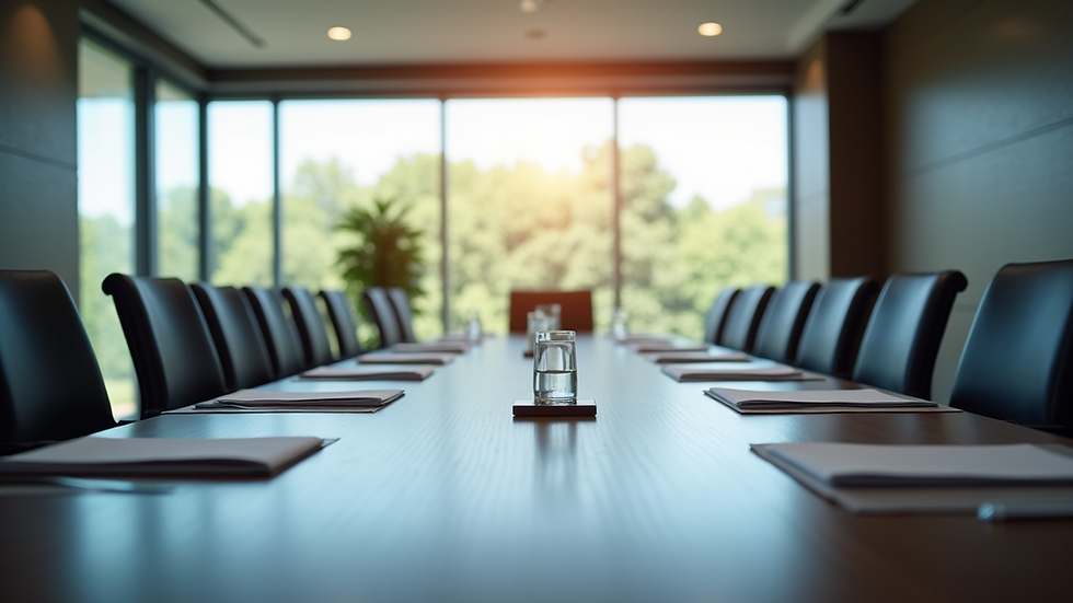 Eye-level view of a modern conference room set up for a business event