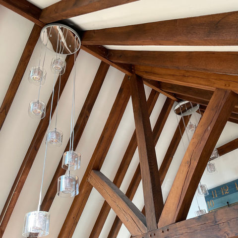 Pendant light fitting at this stunning barn in Worcestershire. GVN Electrical, approved electrician, Bromsgrove, Redditch, Birmingham