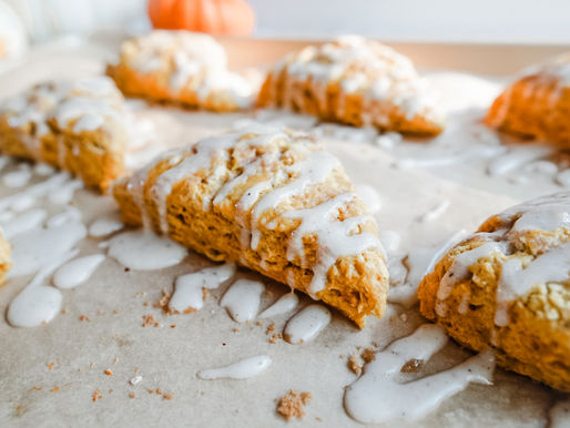 Pumpkin Scones with brown butter glaze