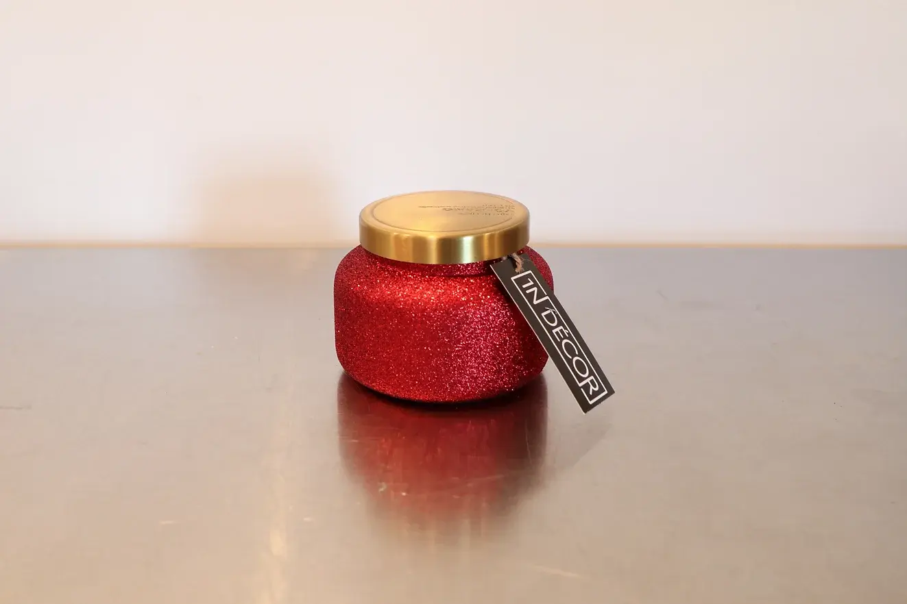 Red Glitter Blue Volcano Candle - Small
