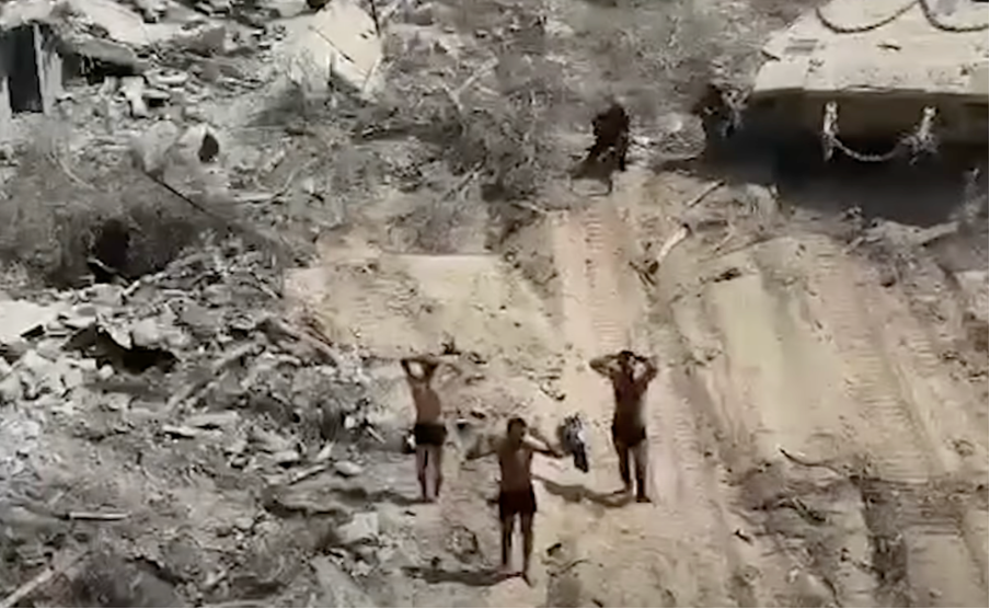 Hamas terrorists leaving a tunnel shaft and surrendering| Source: IDF Spokesperson