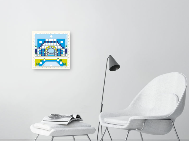 C3 Square Giclée Print: Cubic Modules Resort (Blue)