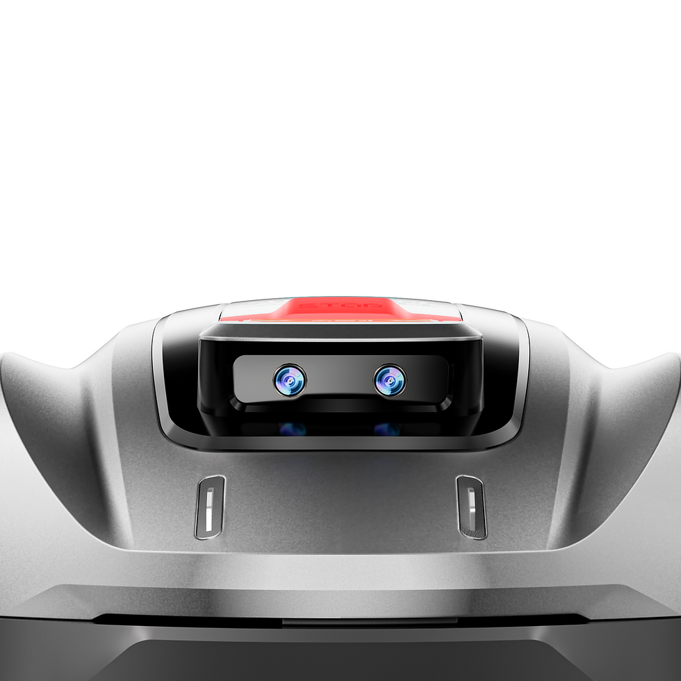 Miniaturbild: Sunseeker Elite X5 Gen2 Draufsicht, automatischer Mäher mit modernem Design und zentraler Kamera‑Navigation.