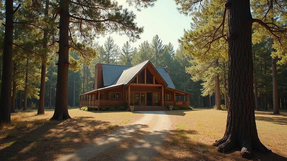 Wide angle view of Litchfield Park Scout Lodge surrounded by trees