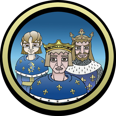 3 rois Valois de France: Philippe VI, Jean II et Charles V.