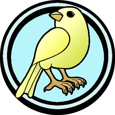 Logo P.J. Bonnet: un canari jaune dans un anneau turquoise.
