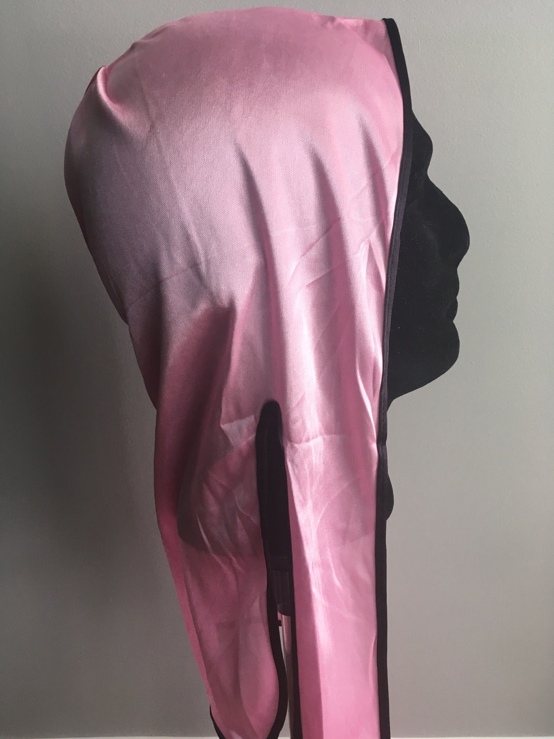 Light Pink Silky Durag With Black Trim