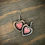 Thumbnail: Walnut Earrings -Single Hearts - Red Resin